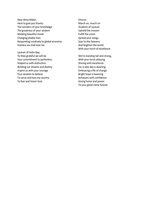 Lyceum Hymn .